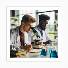 Young Scientists In A Laboratory Art Print