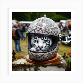 White Tiger Helmet Art Print