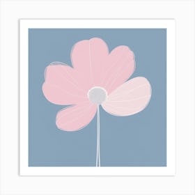 A White And Pink Flower In Minimalist Style Square Composition 358 Art Print