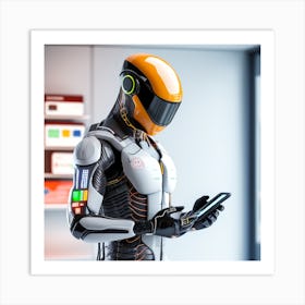 Robot Holding A Tablet Art Print