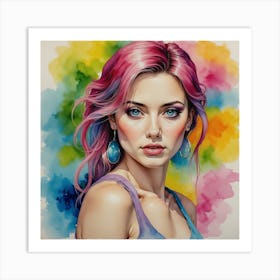 Watercolor Of A Girl Art Print