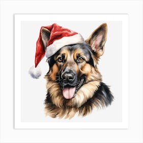 German Shepherd Santa Hat 4 Art Print