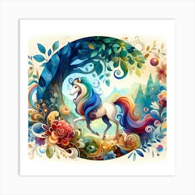 Unicorn In The Forest Art Print