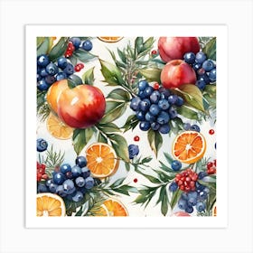 Watercolor Fruit Pattern Art Print