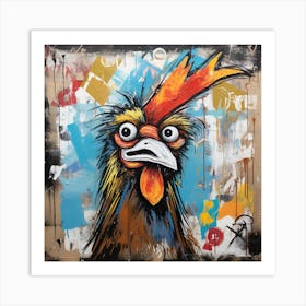Abstract Crazy Whimsical Rooster 1 Art Print