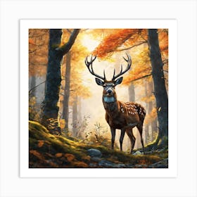 Deer In The Forest 177 Art Print