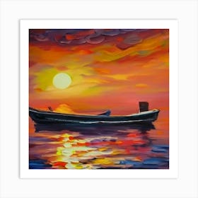 Sunset Boat Art Print