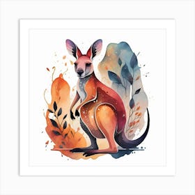 Kangaroo Dreamy Watercolor Art Print