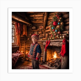Christmas In The Cabin Art Print