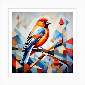 Cubism Art, Bullfinch bird 2 Art Print