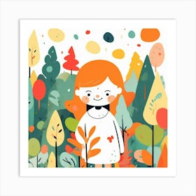 Girl in the forest, whimsical design 13 Art Print