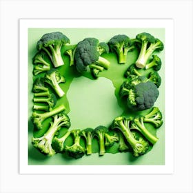 Frame Created From Broccoli On Edges And Nothing In Middle Art Print