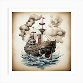 Ship In The Sea 2 Art Print