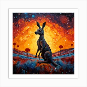 Kangaroo At Sunset Art Print