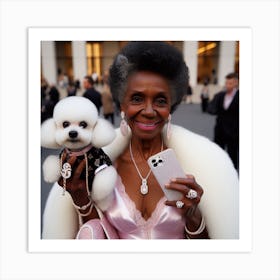 Woman With A Poodle Art Print