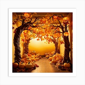 Autumn Themed Generative Light Decor Captures The Essence Of Thanksgiving Manipulations Of Holiday (4) Art Print