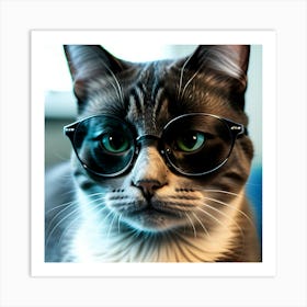 Cat With Glasses Art Print