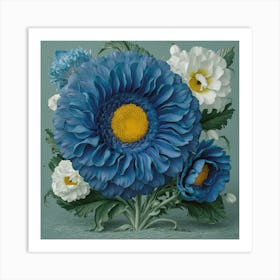 Klimts Would Love These Flowers Light Blue (3) 2 Art Print