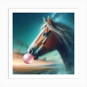 Horse Blowing Bubbles Art Print