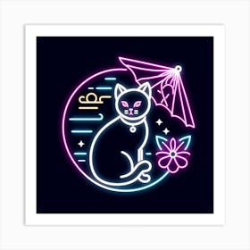 Cat With Umbrella Art Print