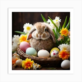 Resurrection Joyful Celebratory Festive Springtime Renewal Rebirth Colorful Eggs Bunny Flo (1) Art Print