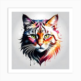 Colorful Cat Head Art Print