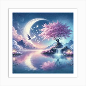 Moon And Trees Art Print