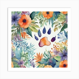 Watercolor Paw Print Art Print