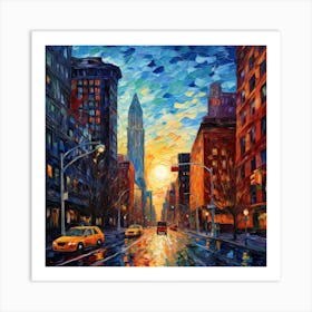 Sunset In New York City Art Print