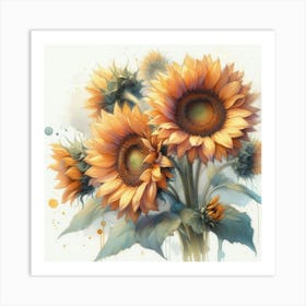 Sunflowers in water color 1 Art Print