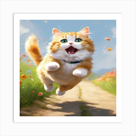 Cat Jumping Art Print