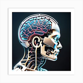 Human Brain 3d Illustration Art Print