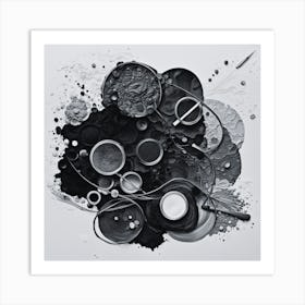 'Black And White Ink Paint Art Print