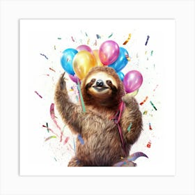 Birthday Sloth 1 Art Print