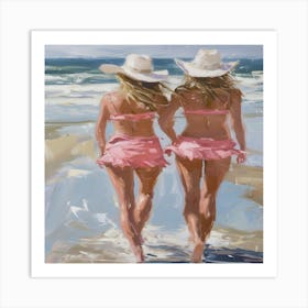 Two Girls On The Beach Art Print