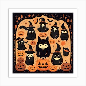 Halloween Owls Art Print