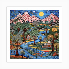 Village In The Mountains Art Print