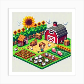 8-bit farmyard Art Print