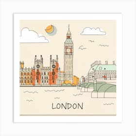 London Map Minimal Line Painting(2) Art Print