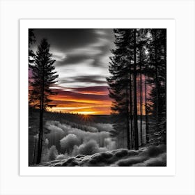 Sunset In The Forest 3 Art Print