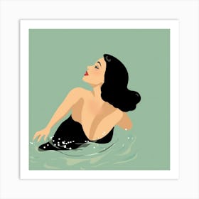 Pin Up Girl In Water Art Print