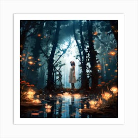 Girl In The Forest 1 Art Print