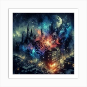 City At Night 1 Art Print