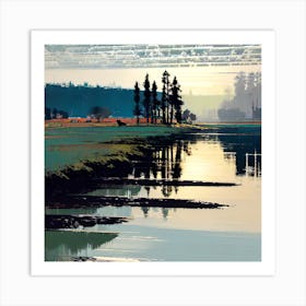 Sunset By The River 1 Art Print