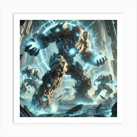 Cascade Sovereignty Scifi Sentinel Golems Physical Attacks Art Print