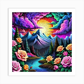 Rainbow Roses 1 Art Print