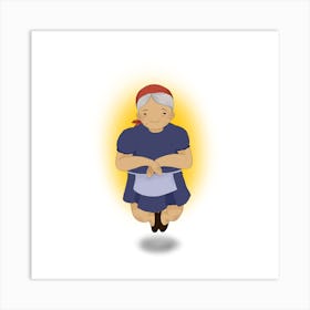 Grandmother In Blue Dress Art Print