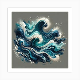 Ocean Waves Abstract Painting Art Print