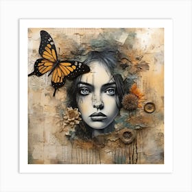 Girl With A Butterfly Art Print