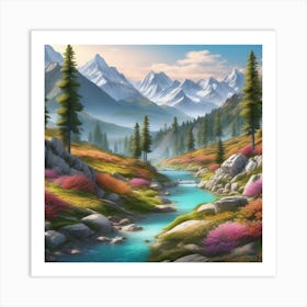 Peaceful Landscape In Mountains Ultra Hd Realistic Vivid Colors Highly Detailed Uhd Drawing Pe (7) Art Print